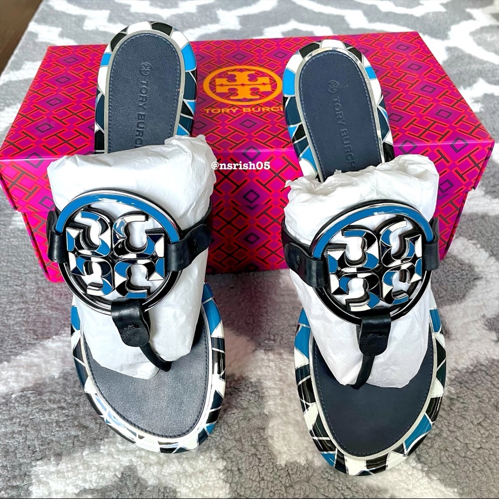 ☀️NEW☀️TORY BURCH Miller Sandals Enamel Black 8.5 - Picture 4 of 12